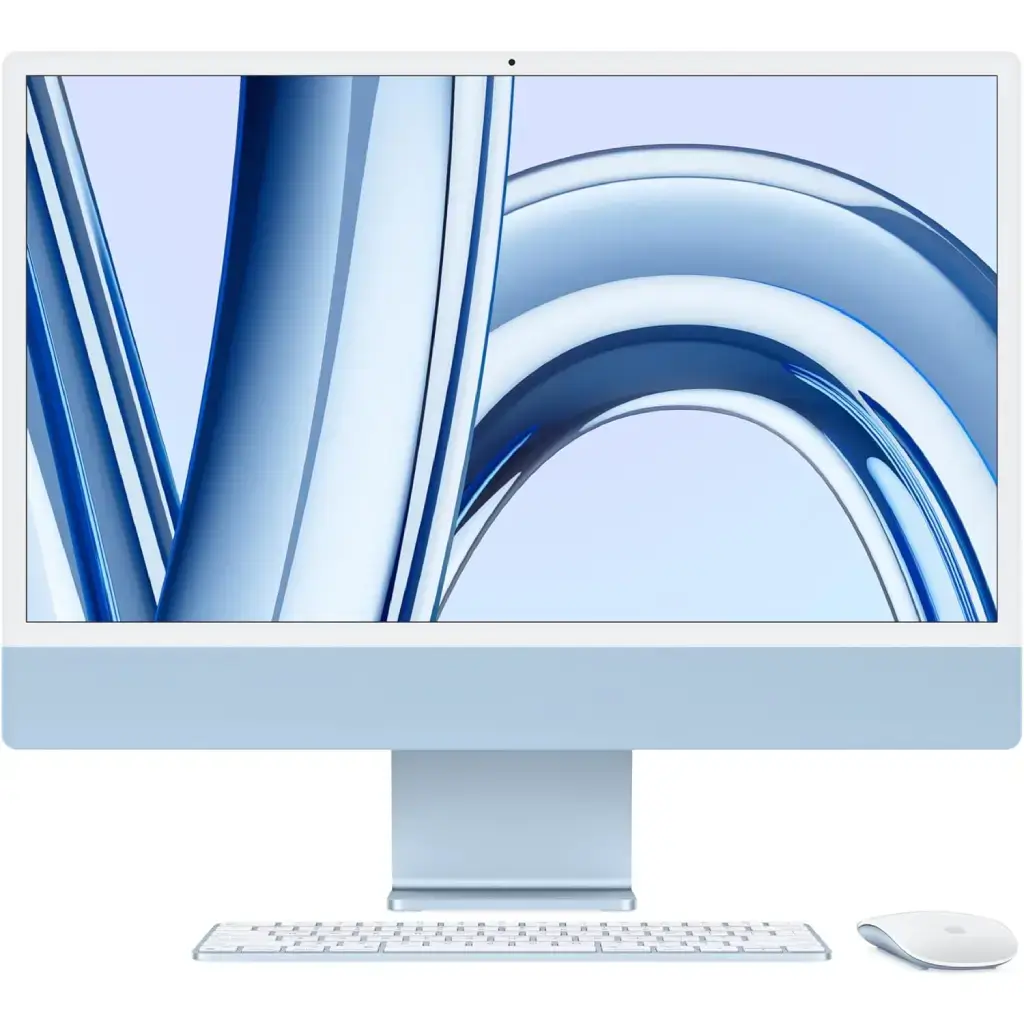 Apple iMac All-in-One Desktop Computer with M3 chip: 8-core CPU, 8-core GPU, 24-inch Retina Display, 8GB or 16GB Unified Memory, 256GB or 512GB SSD Storage, Matching Accessories. - Blue , (MQRC3 - MQRR3)