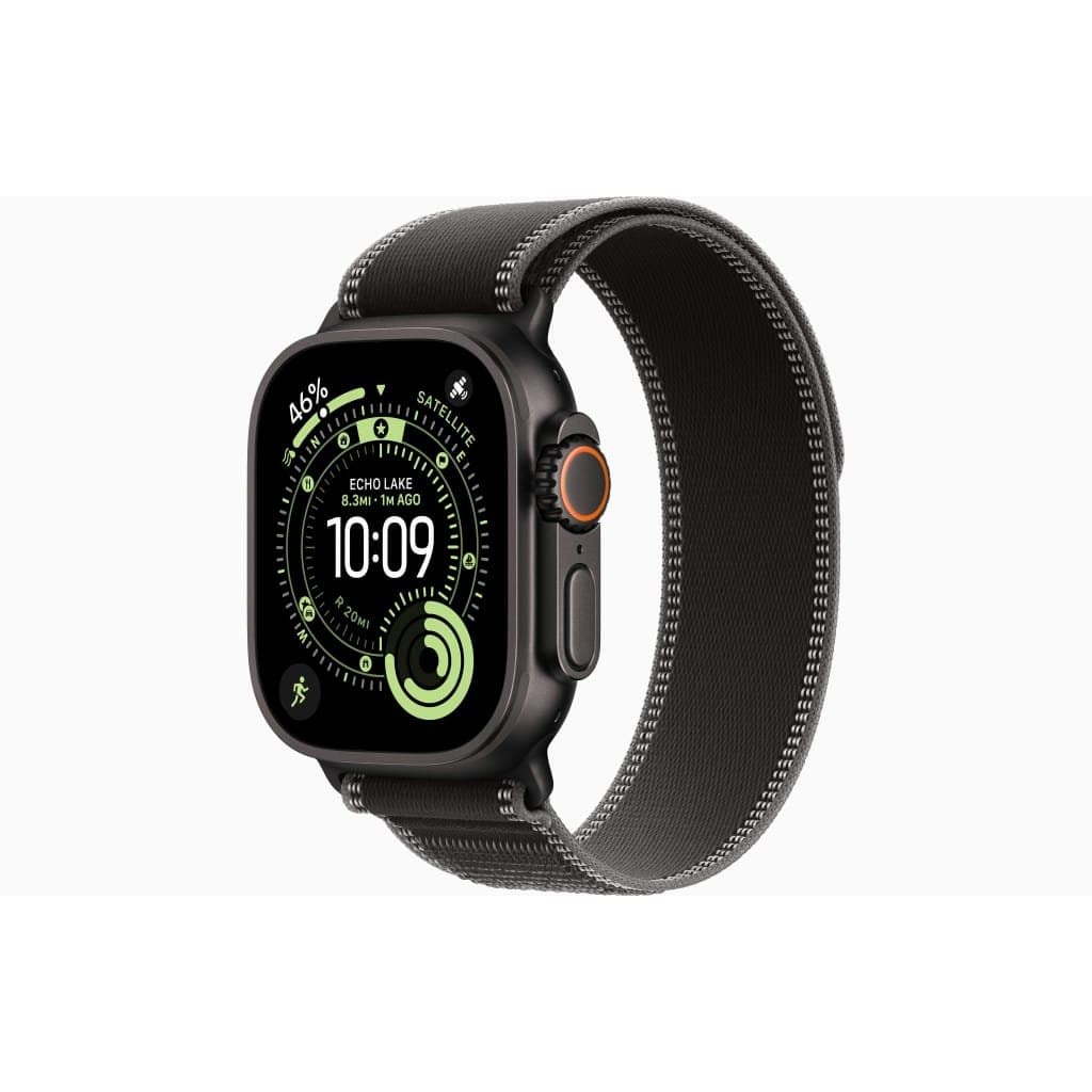 Apple Watch Ultra 3 (49mm) GPS + Cellular, Titanium Case – Black Ti with Charcoal Trail Loop (M/L) | MF1H4 | New