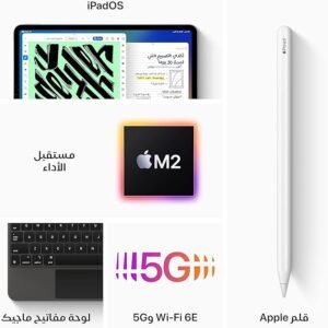 ⁦جهاز Apple ايباد برو موديل 2022 مقاس 12.9 انش (واي فاي + شريحة )(128GB - 256GB - 512GB - 1TB ) - رمادي فلكي (الجيل السادس)⁩ - الصورة ⁦3⁩