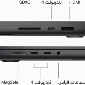 ⁦ماك بوك برو موديل 2023 من ابل (مقاس 16 إنش، شريحة ابل M3 ماكس بوحدة معالجة مركزية مع 14 نواة ووحدة معالجة رسومات غرافيك مع 30 نواة، ذاكرة موحدة 36GB‏، 1TB) - أسود فلكي، اللغة الإنجليزية⁩ - الصورة ⁦5⁩