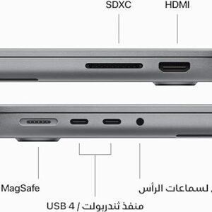 ⁦ماك بوك برو موديل 2023 من ابل (مقاس 14 إنش، شريحة ابل M3 بوحدة معالجة مركزية ثمانية النوى ووحدة معالجة رسومات غرافيك مع 10 نوى، ذاكرة موحدة 8GB‏، ) متوفر بمساحة (512 جيجا & 1 تيرا بايت ) - رمادي فلكي ، اللغة الإنجليزية⁩ - الصورة ⁦2⁩